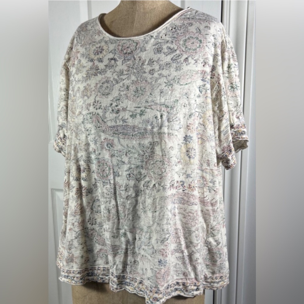 RARE Magnolia Pearl Faded Block Print Tee